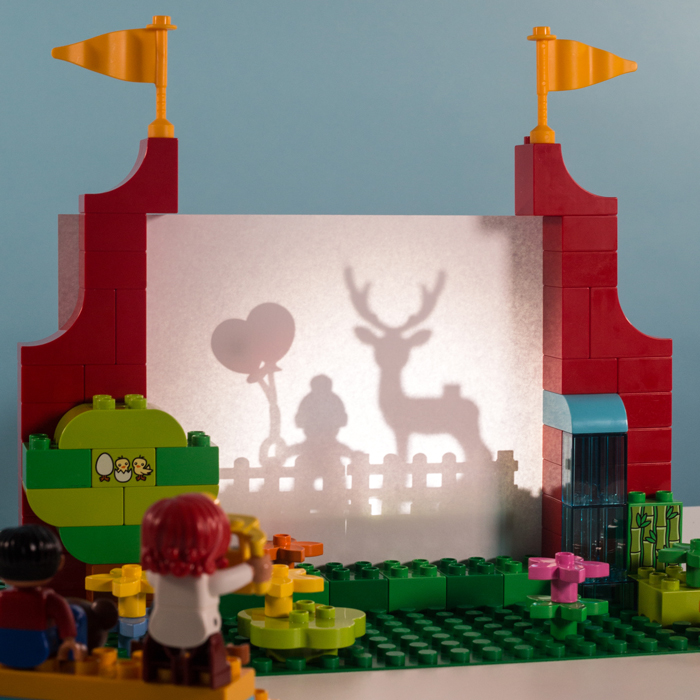 A shadow theater made from LEGO bricks 
