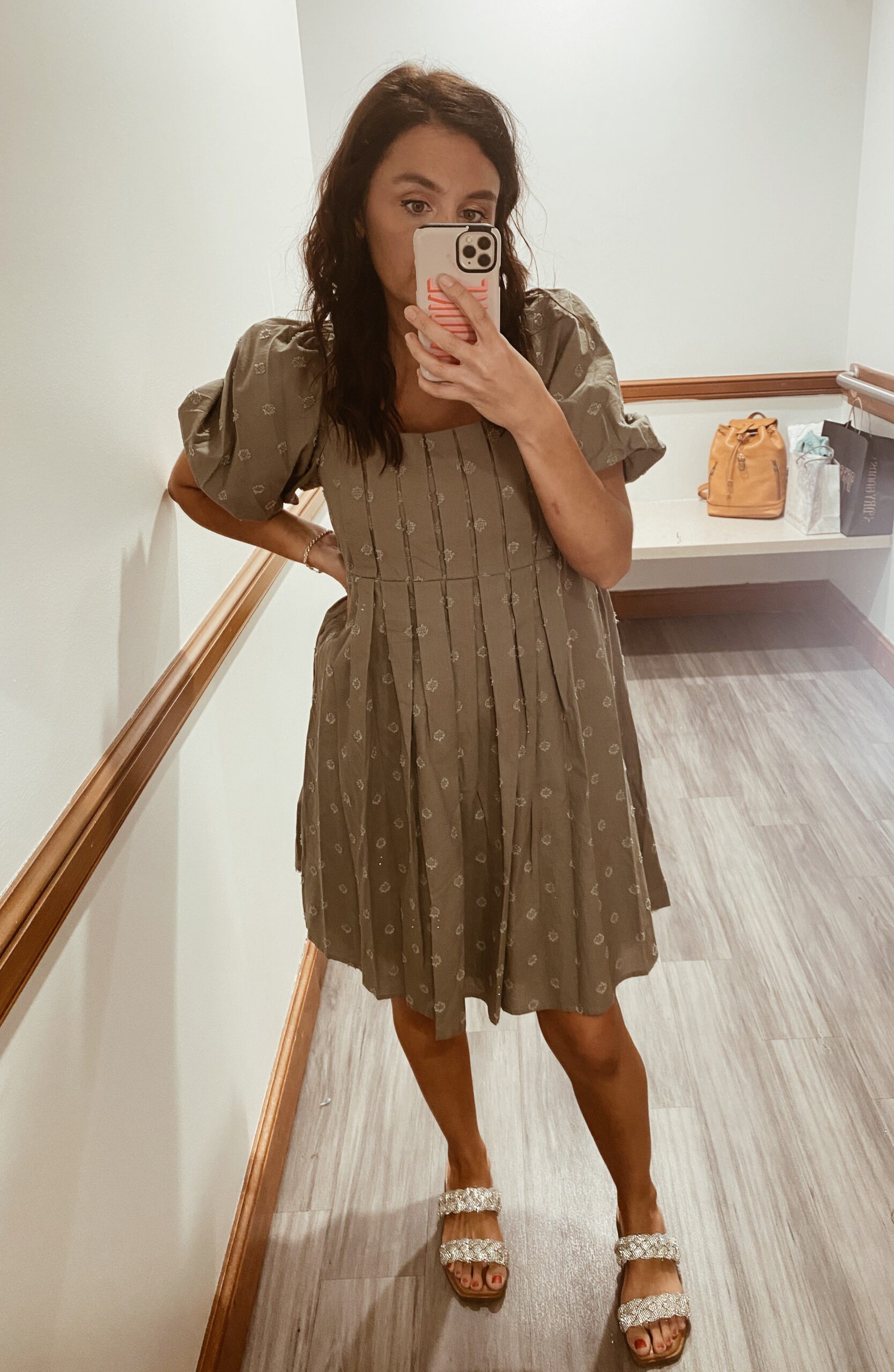 Woman wearing a linen dress as an example of cute teacher outfits