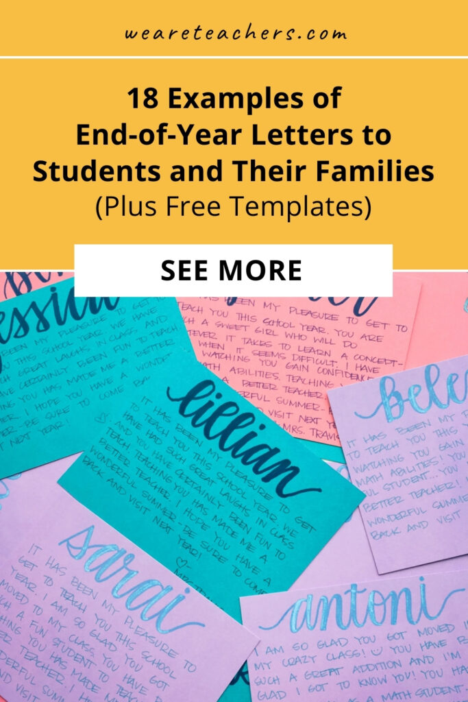 Writing end-of-year letters to students? We've put together a list of examples you can use with kids in all grade levels plus free templates.