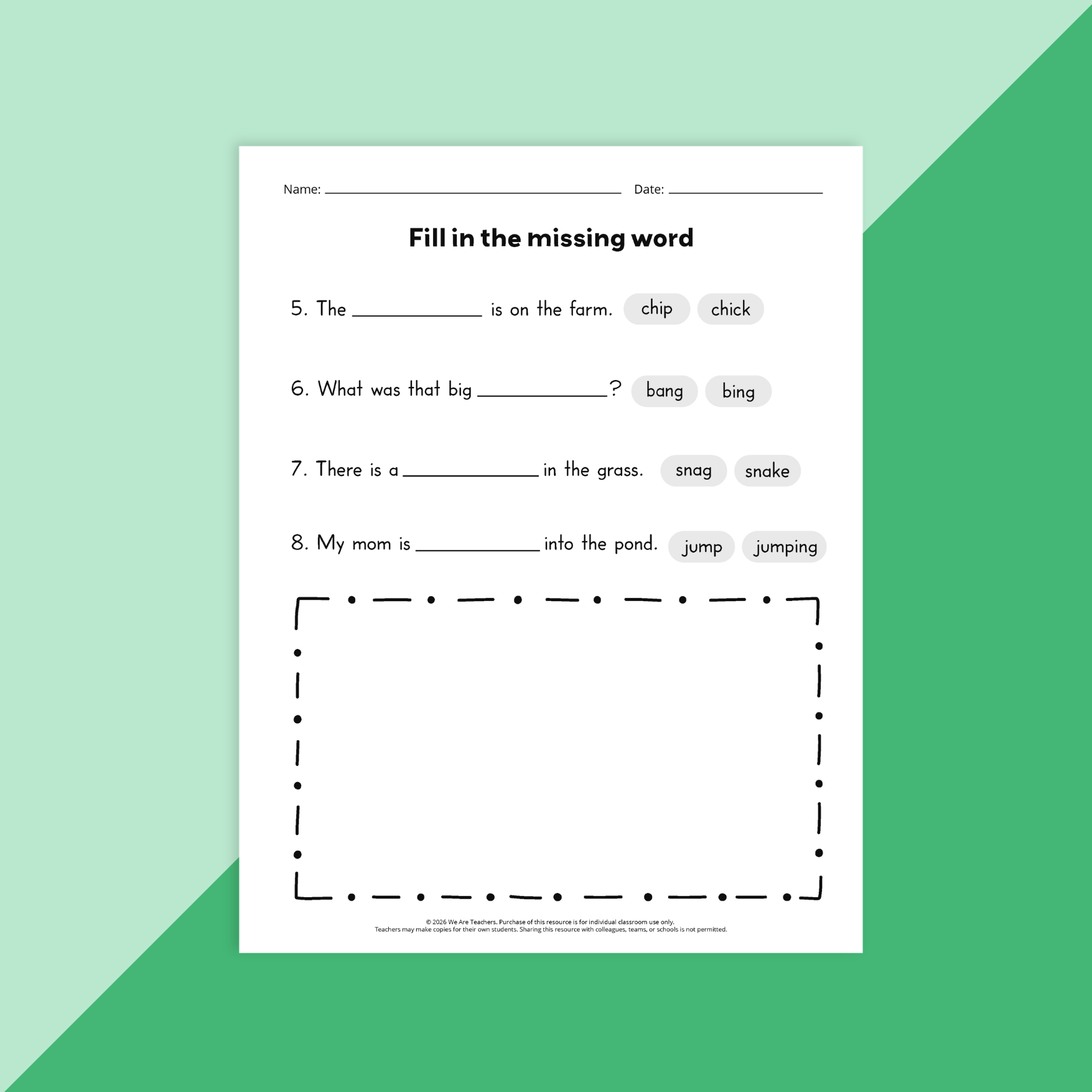 Example worksheet from a bundle of early finisher worksheets for K-2 students.
