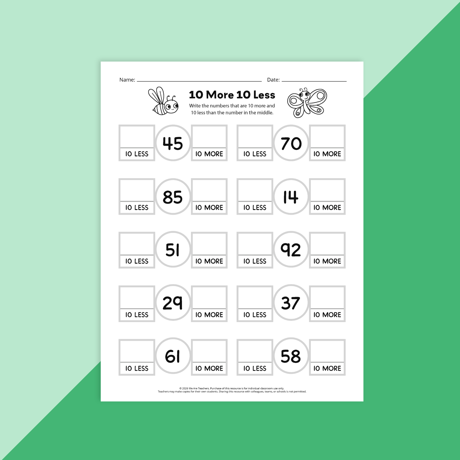 Example math worksheet from a bundle of early finisher worksheets for K-2 students.