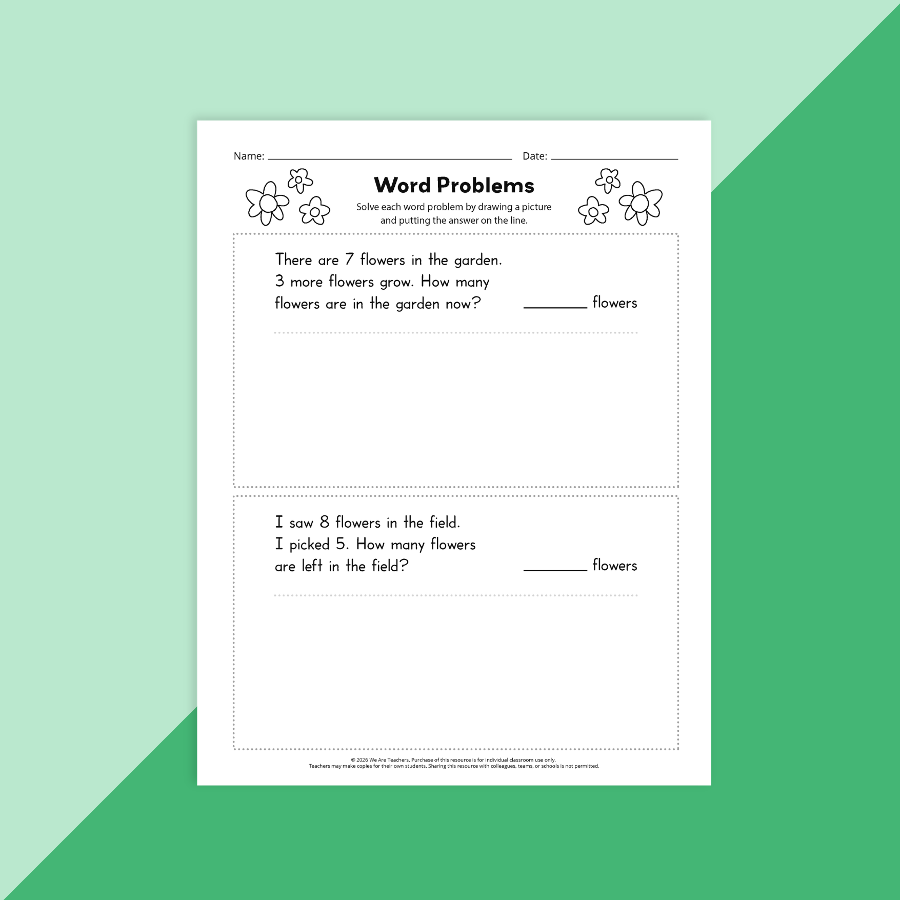 Example worksheet from a bundle of early finisher worksheets for K-2 students.