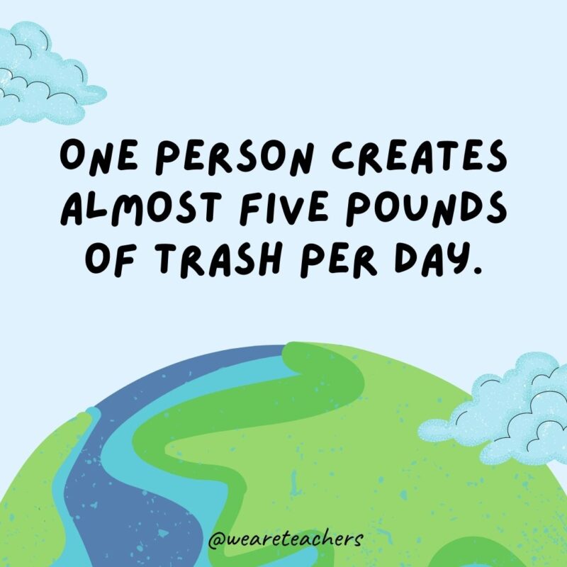 One person creates almost five pounds of trash per day.