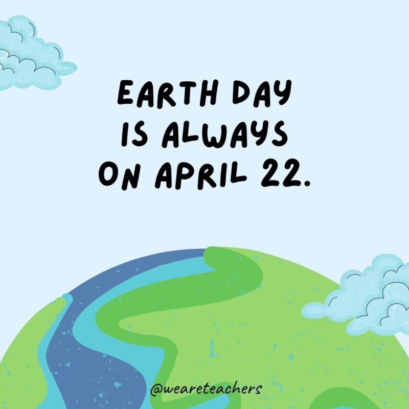 Earth Day is always on April 22.