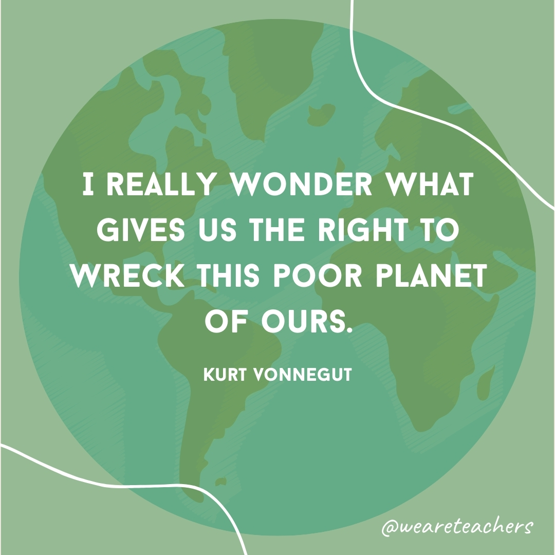 I really wonder what gives us the right to wreck this poor planet of ours.