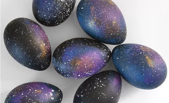 Galaxy plastic eggs painted