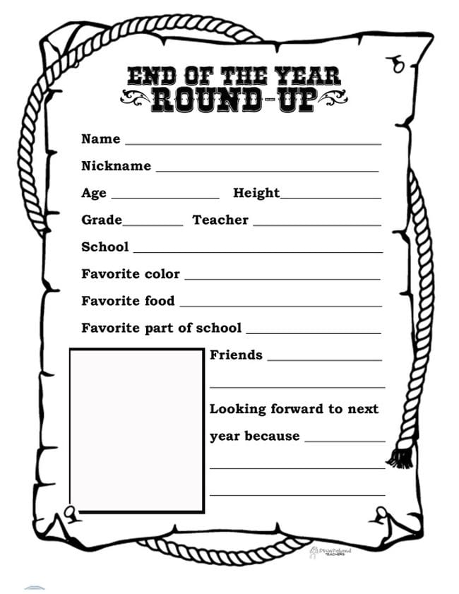 End of the Year Round-Up printable worksheet (End of year assignments)