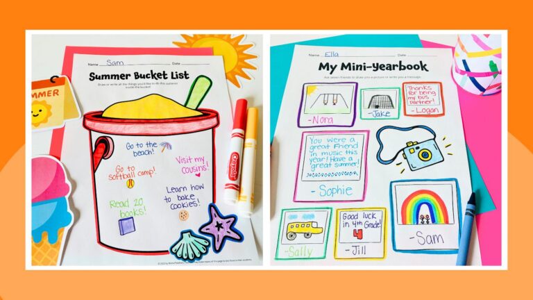 two images of end of year printable activities you can do with your students