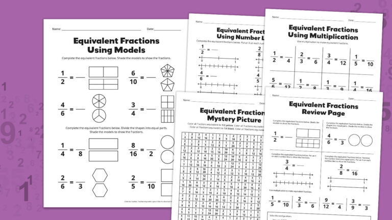 Flay lays of equivalent fractions worksheets