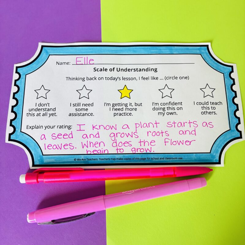 an image of an exit ticket that teachers can use to assess student learning
