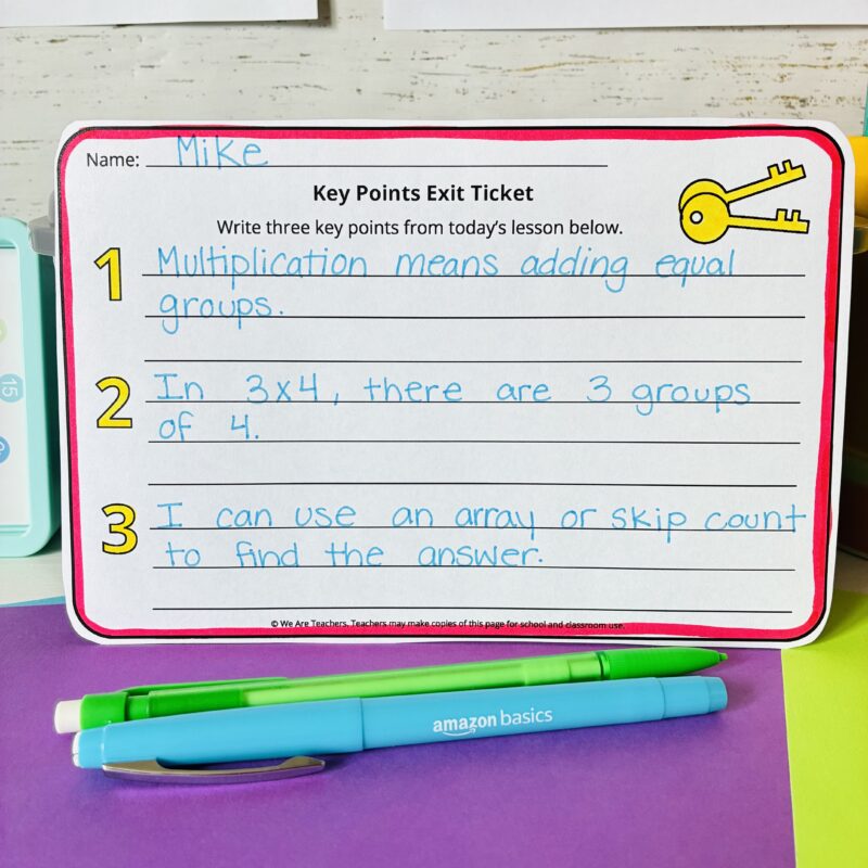 an image of an exit ticket that teachers can use to assess student learning