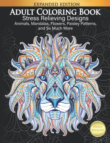 A large lion head is shown on this book cover. It has designs in each strand of hair and the face. Text Reads Expanded Edition across a gold bar on the top.