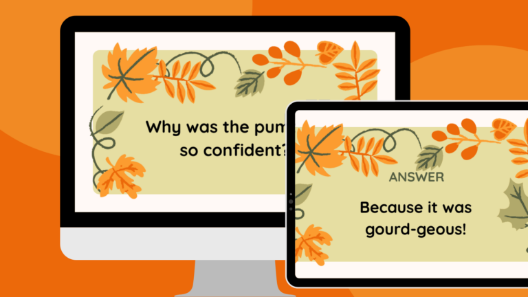 an image of a computer and tablet screen featuring free fall jokes