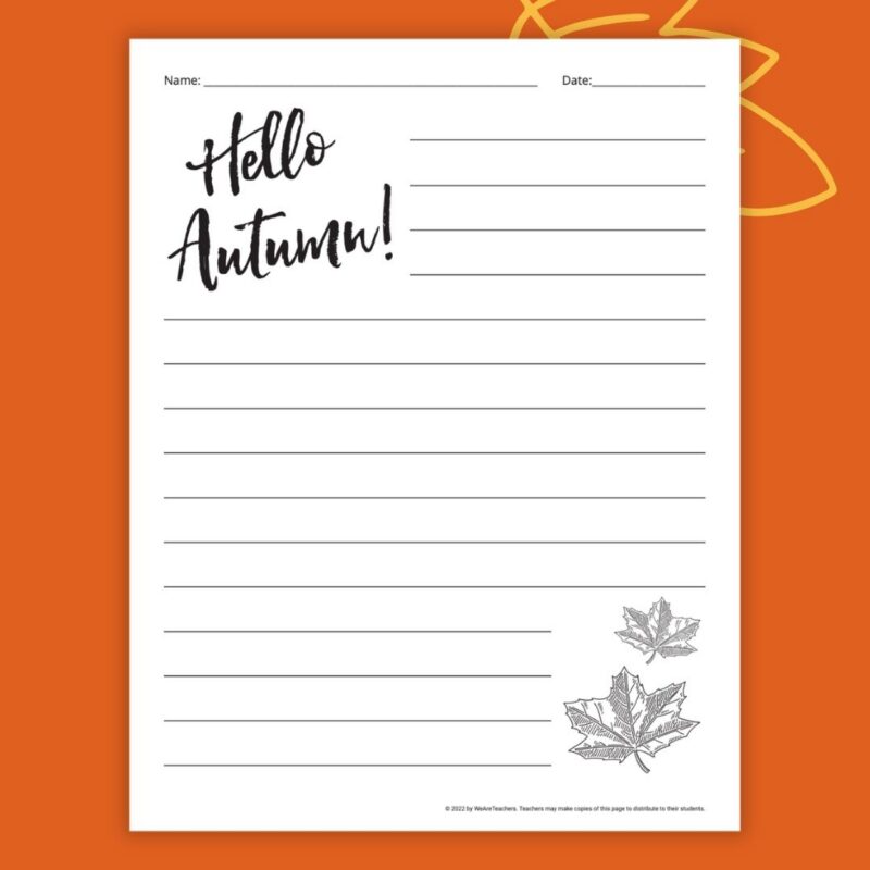 an image of fall writing paper for students