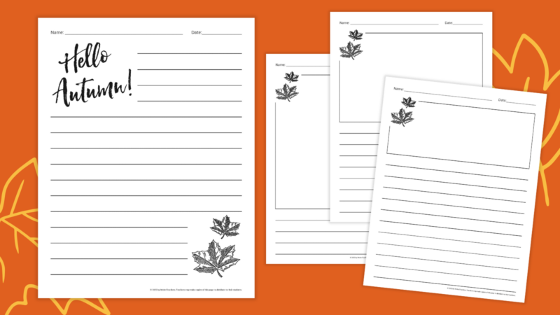 Autumn writing pages for students