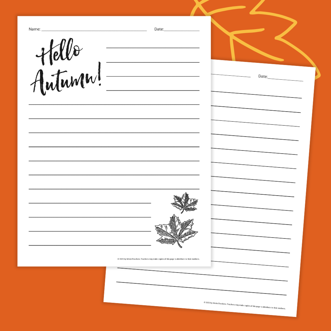 an image of two printable fall writing papers