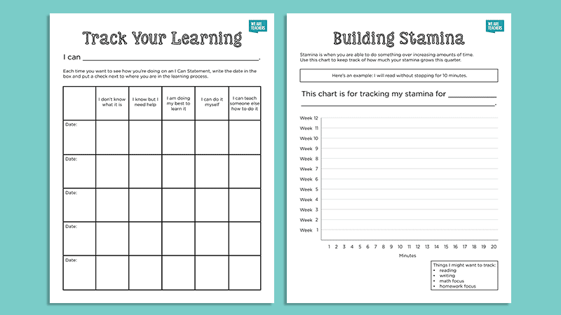 Free Goal Setting and Student Data Tracking Worksheets