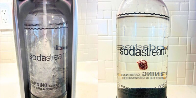 States of Matter Activities an image of a soda stream putting gas into a bottle of water and a second bottle of raisins floating in water because of the gas bubbles