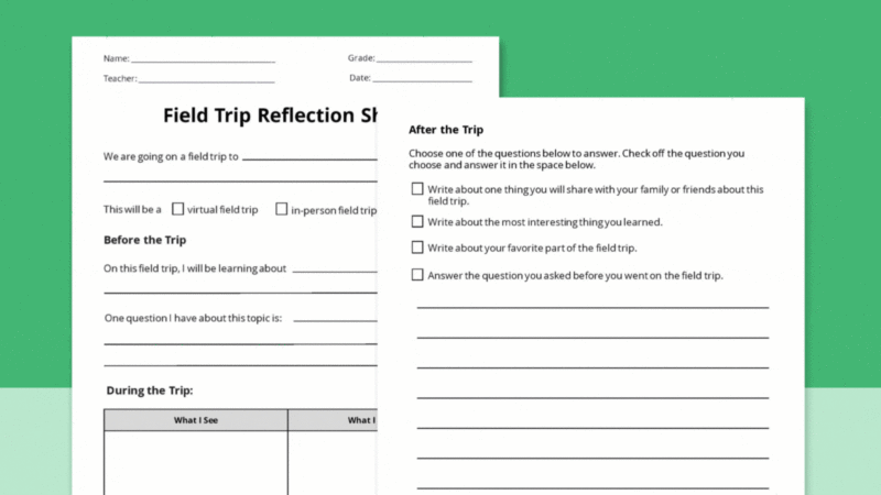 Field-Trip-Reflection-Sheet Get your free Field Trip Reflection Sheet printable!