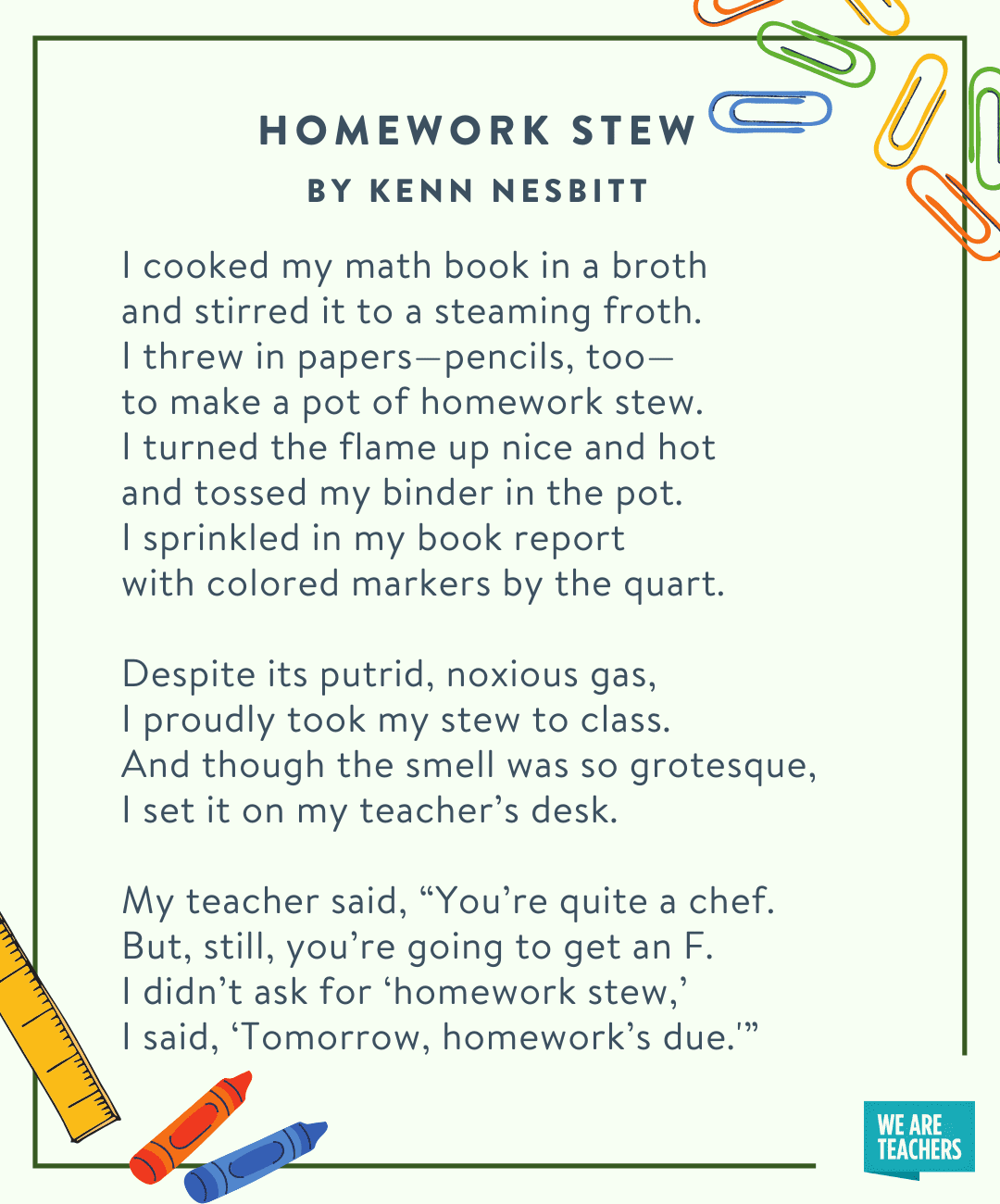 homework poems funny