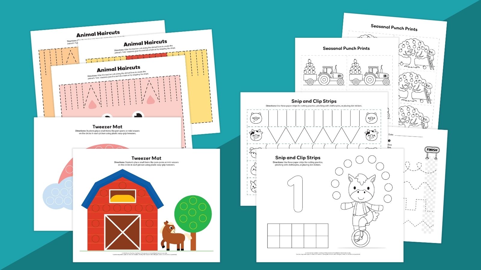 Images from the Fine Motor Skills Worksheet & Activity Bundle.
