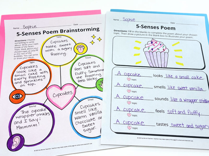 an image of two printable five senses poem template