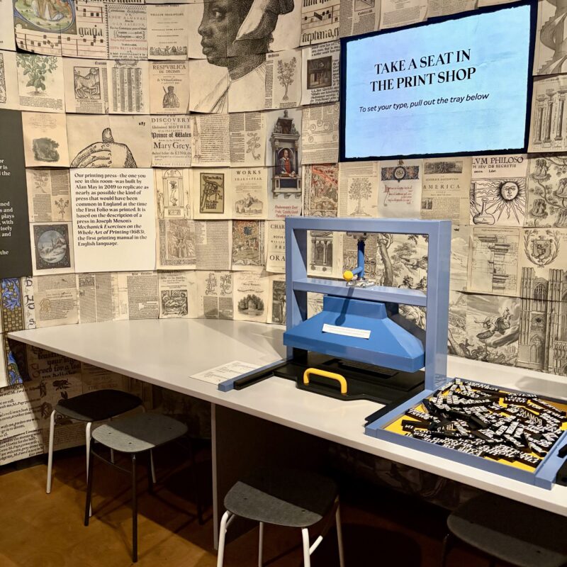 Print shop exhibit at the Folger Shakespeare Library