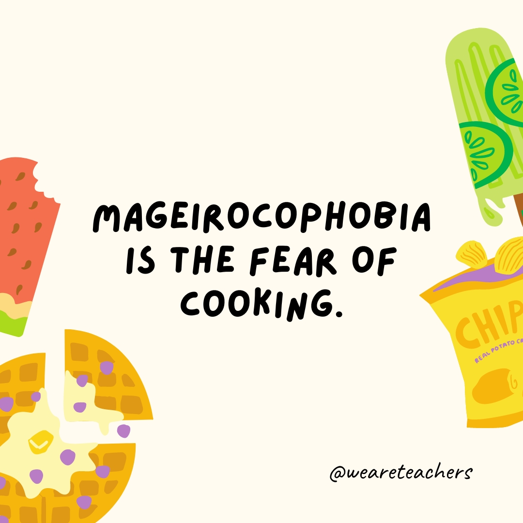 Mageirocophobia is the fear of cooking.