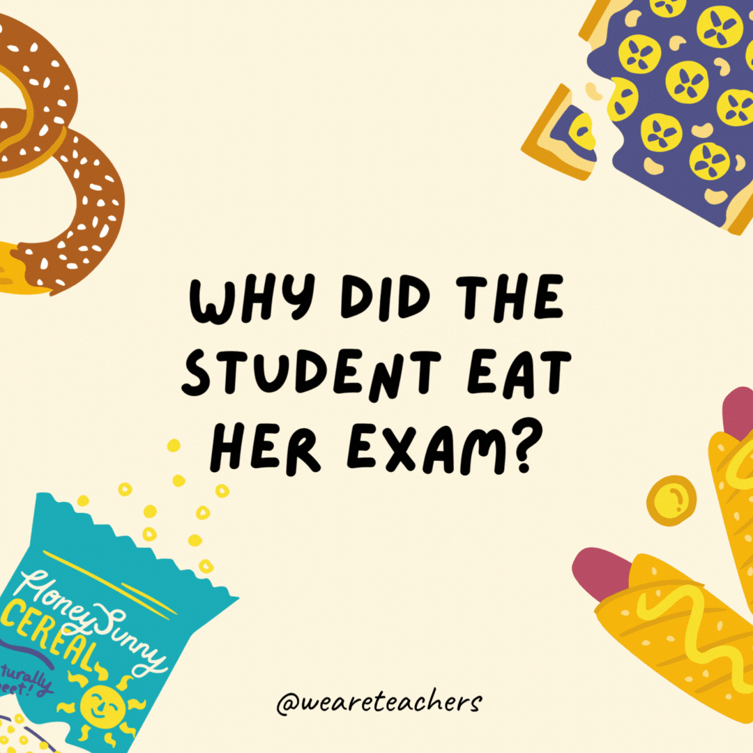 50. Why did the student eat her exam?