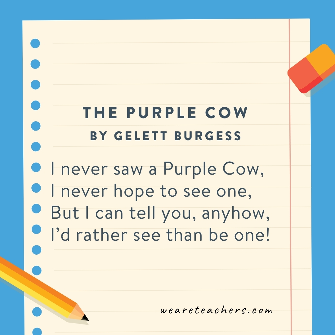The Purple Cow as an example of fourth grade poems