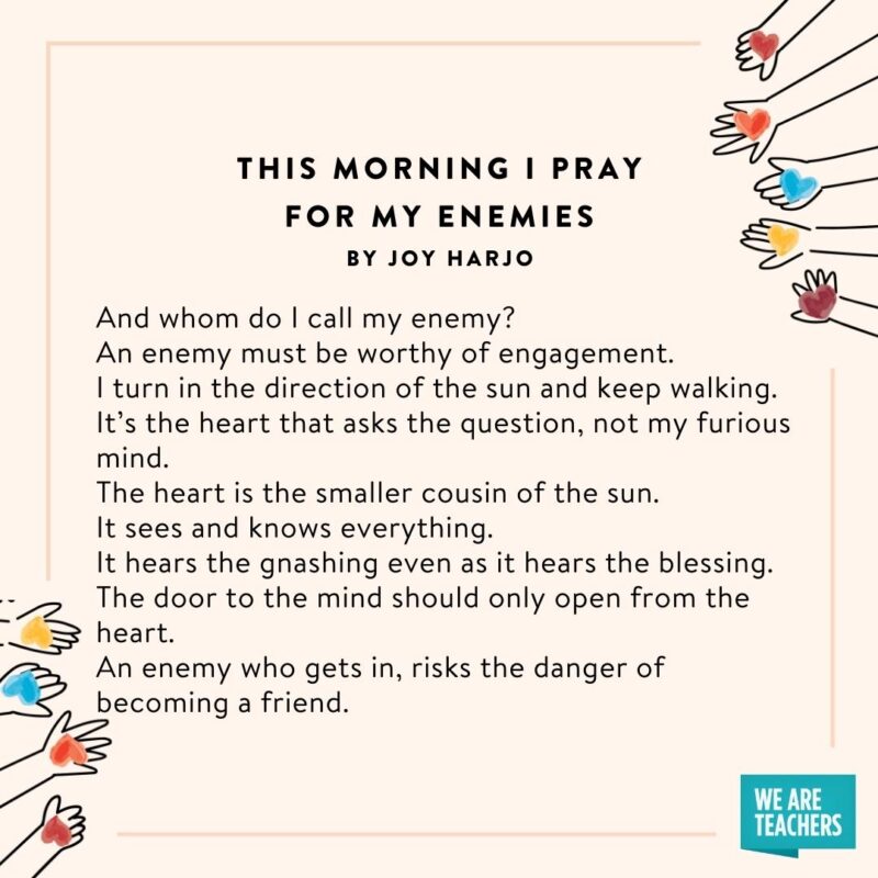 This morning I pray for my enemies by Joy Harjo