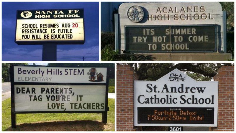 Collage of Funny School Marquees