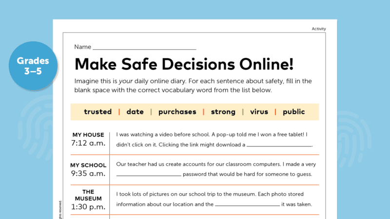 SPED Internet Safety Life Skills Activity - How to Create a Secure