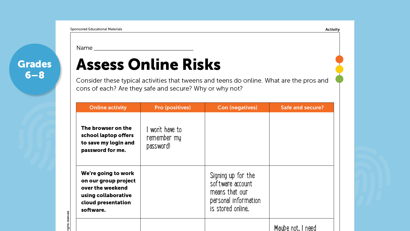 (opens in a new tab) Lesson Plan & Activity: Balancing Online Risks and Rewards