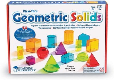 Box of 3-d geometric shapes.