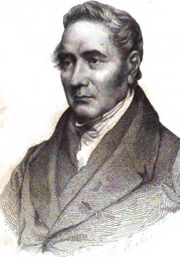 A black and white drawing of a portrait of a middle aged man. 
