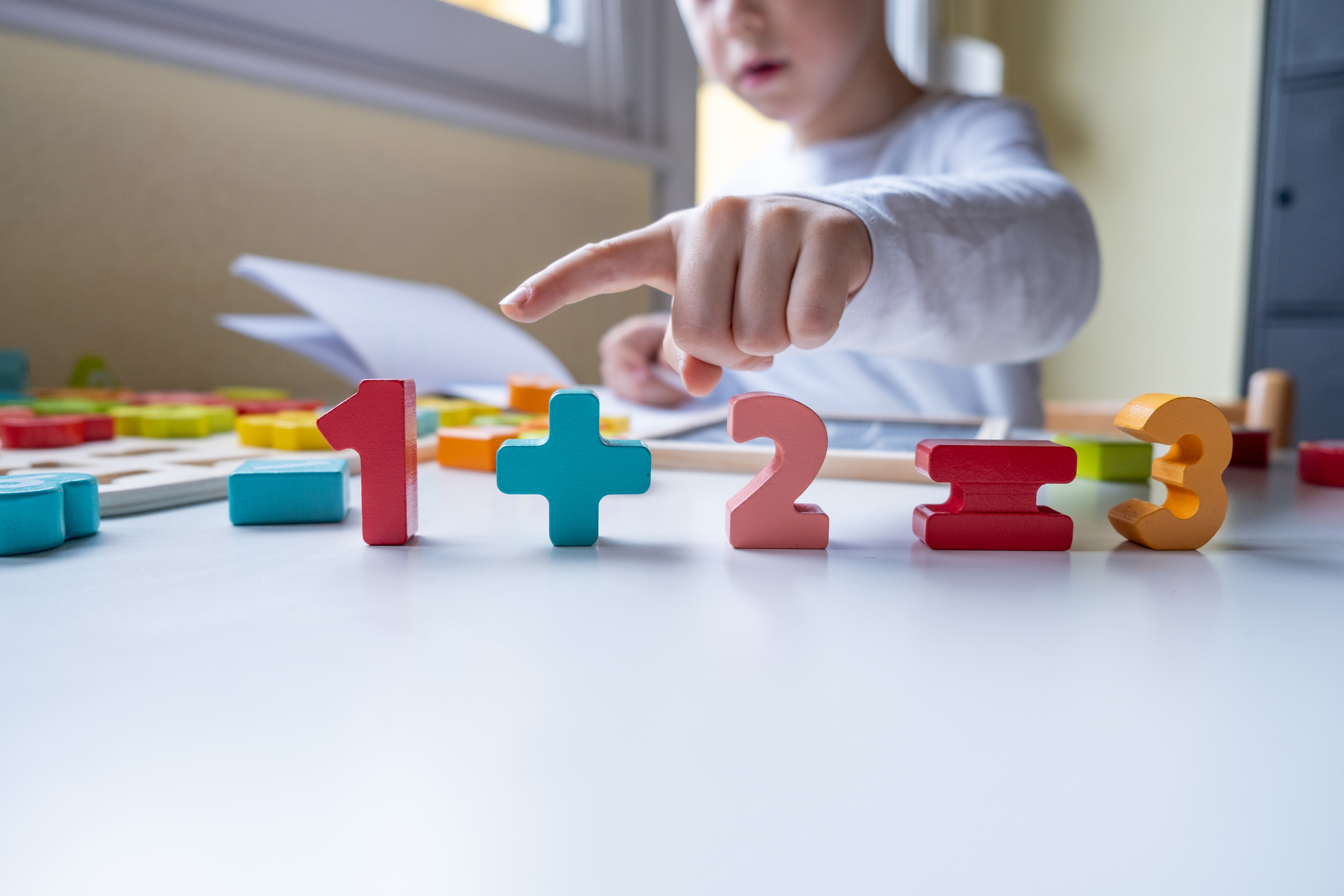 Little Boy learning Numbers and mathematics basics