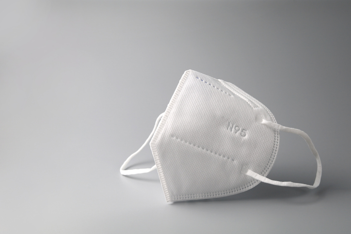 Close up N95 protective face mask to prevent virus Covid-19