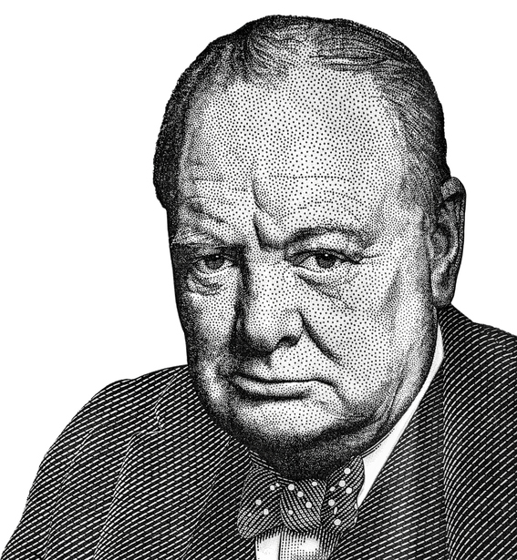 65 Great Leaders of the World Everyone Should Know Sir Winston Churchill (1874 - 1965) portrait from British five pounds sterling banknote