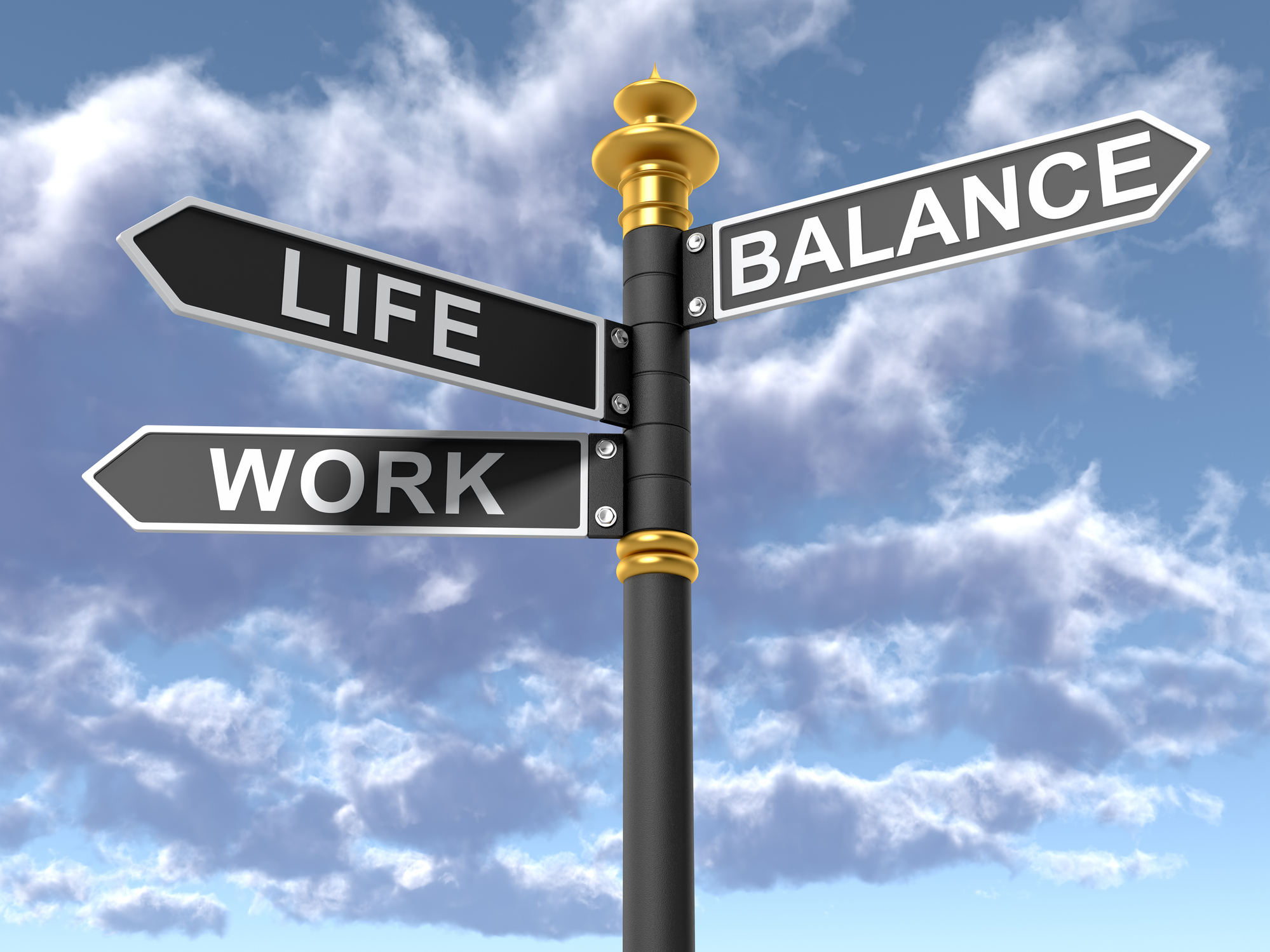 Street signs signifying a work life balance