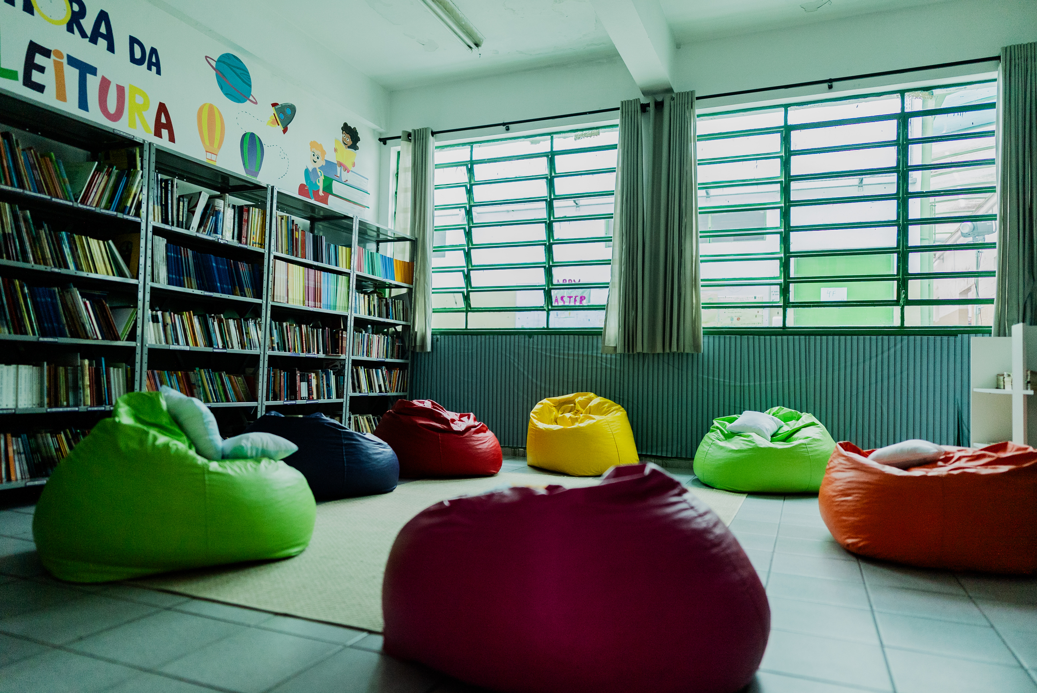 Empty reading room in the elementary school