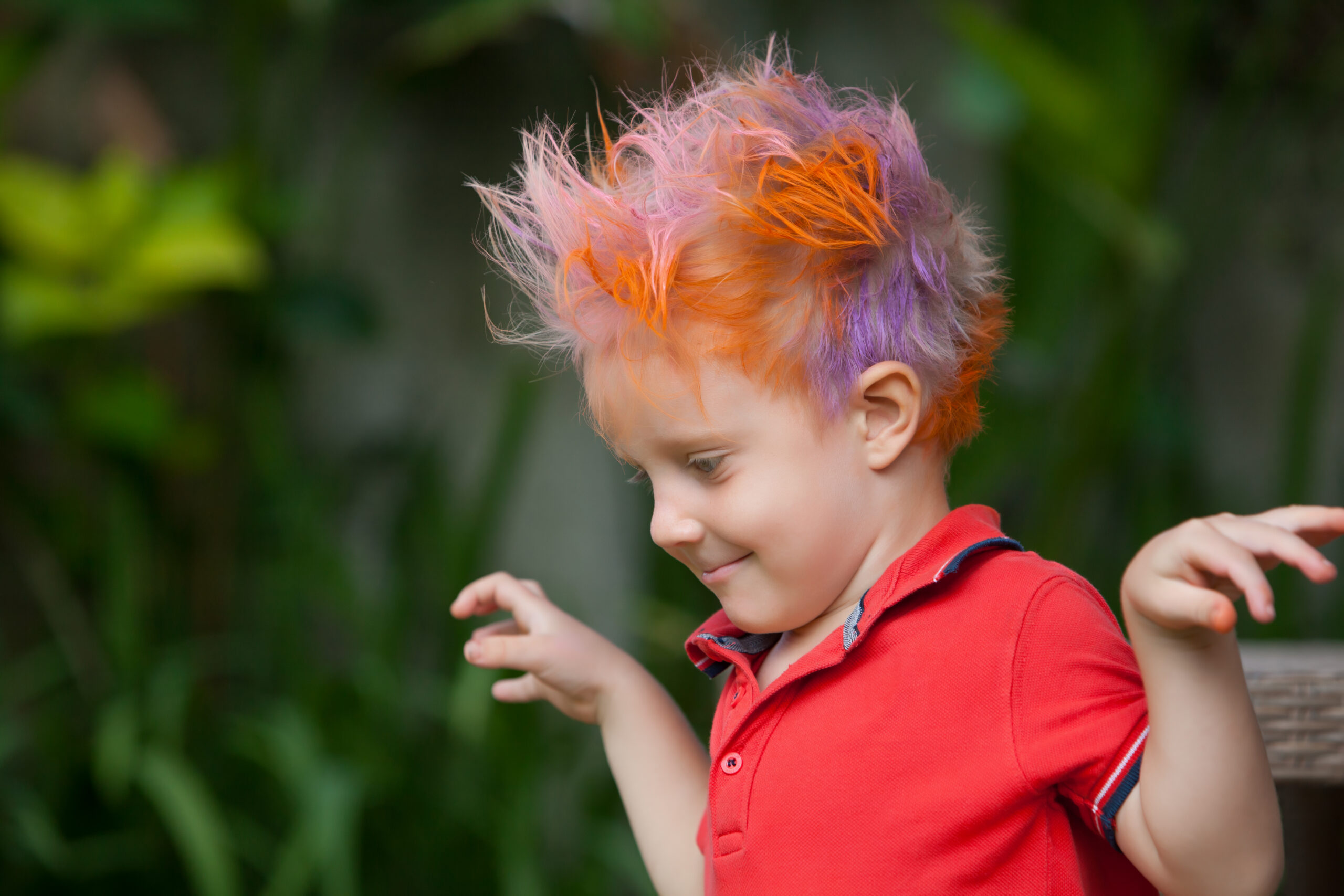 Child with crazy colorful hairstyle