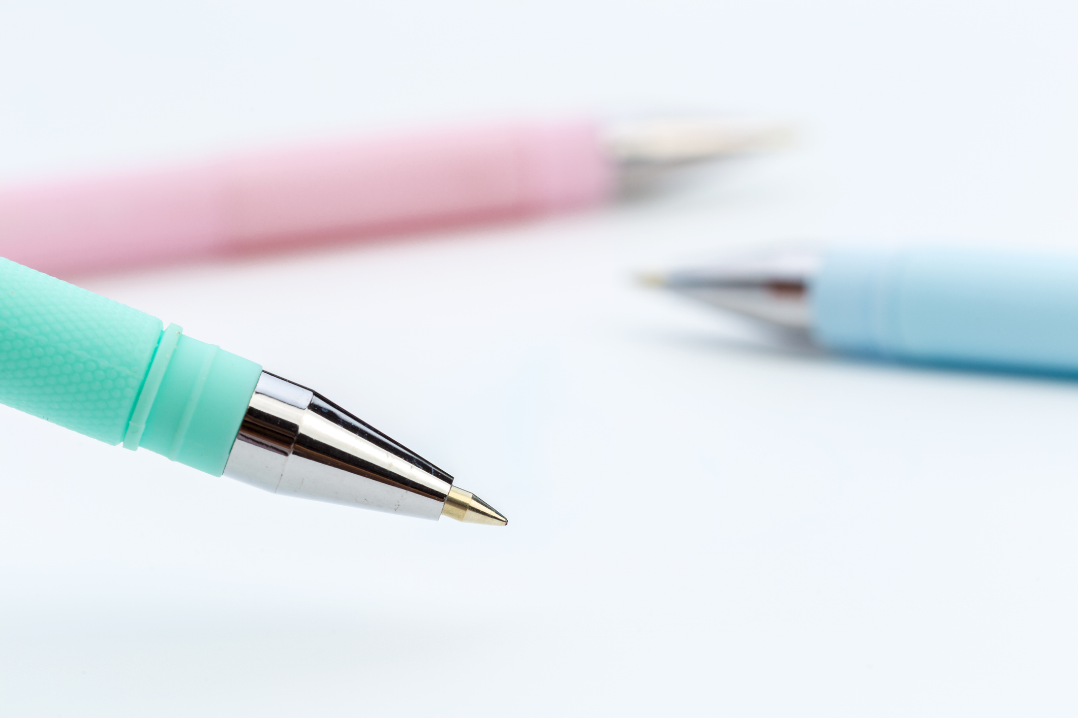Set of pens isolated on white background
