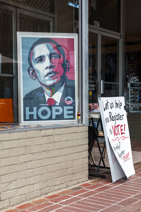 65 Great Leaders of the World Everyone Should Know Charlottesville, Virginia, USA - June 7, 2012: An image of Barack Obama sits in a window. The hands of a woman operating a voter registration drive are visible behind the sign that reads ""Let us help you Register to Vote!"" list of famous world leaders.