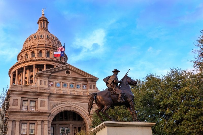 Close up of the Texas state capital, as an example of the best fifth grade field trips