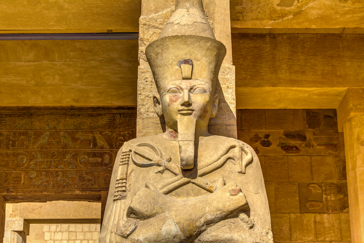 65 Great Leaders of the World Everyone Should Know Statue of queen Hatshepsut, in Luxor, Egypt, HDR Image.