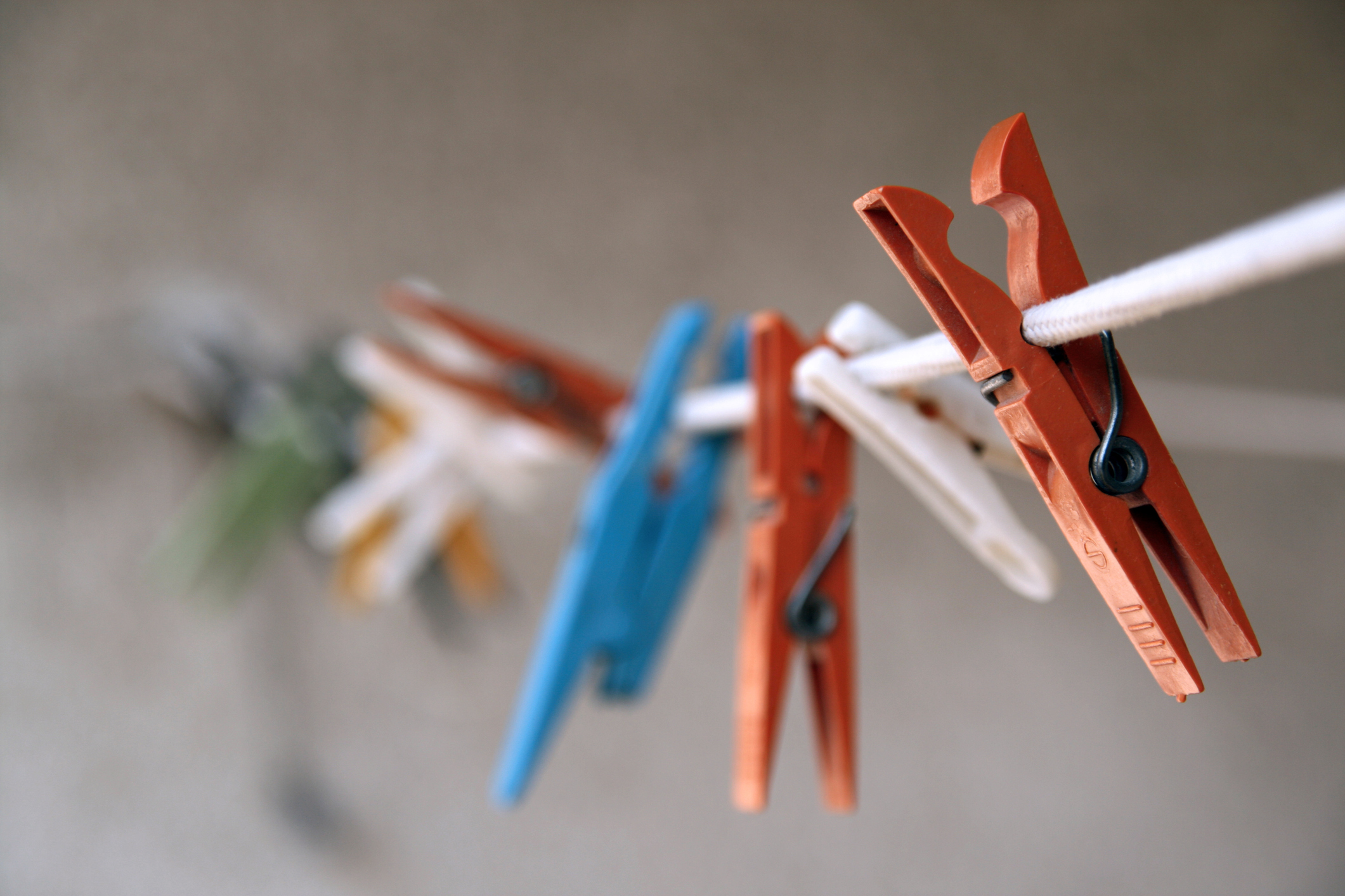 Clothespins on a line