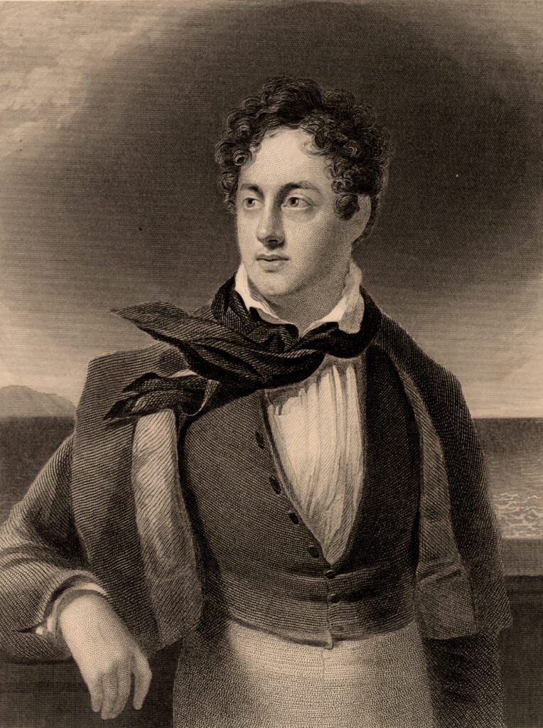 Outdoor portrait of George Gordon, Lord Byron, as an example of famous poets