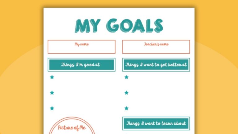 an image of a printable goal-setting worksheet for kids