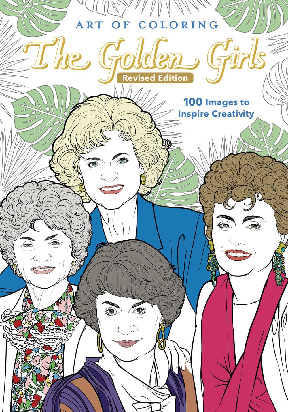 A coloring book cover shows Blanche, Rose, Sophia, and Dorothy from the 80's sitcome.